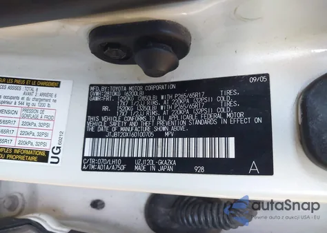 2006 Lexus Gx from USA, damaged, VIN JTJBT20X160100705